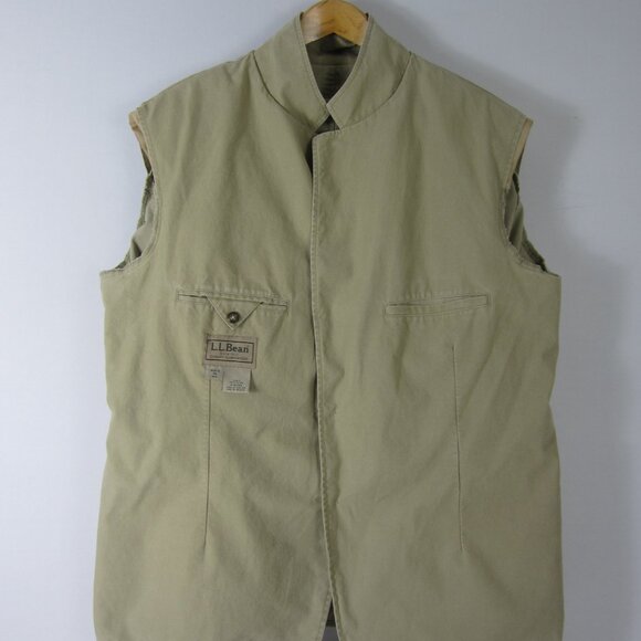 L.L. Bean Mens 46 R  Khaki Beige Cotton LS Blazer Jacket 2 Button Closure - Picture 6 of 9